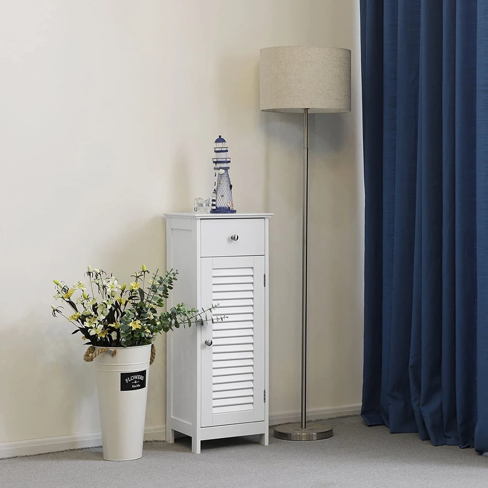 Songmics Vasagle Schmaler Badschrank mit Lamellentür