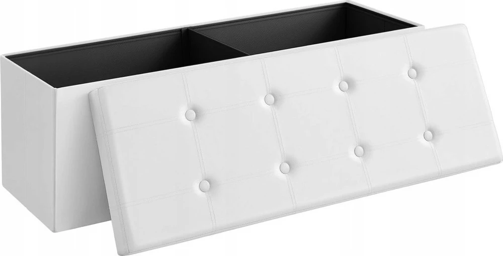 Leobert Daiktadėžė-pufas, sulankstomas, balta, 110 × 38 × 38 cm