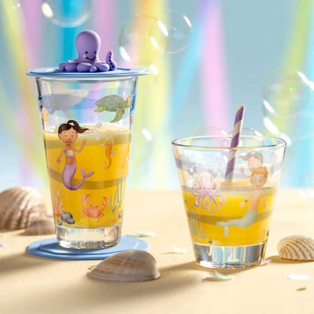 Leonardo Stiklas su dangteliu ir lėkšte 215 ml jūros BAMBINI AVVENTURA