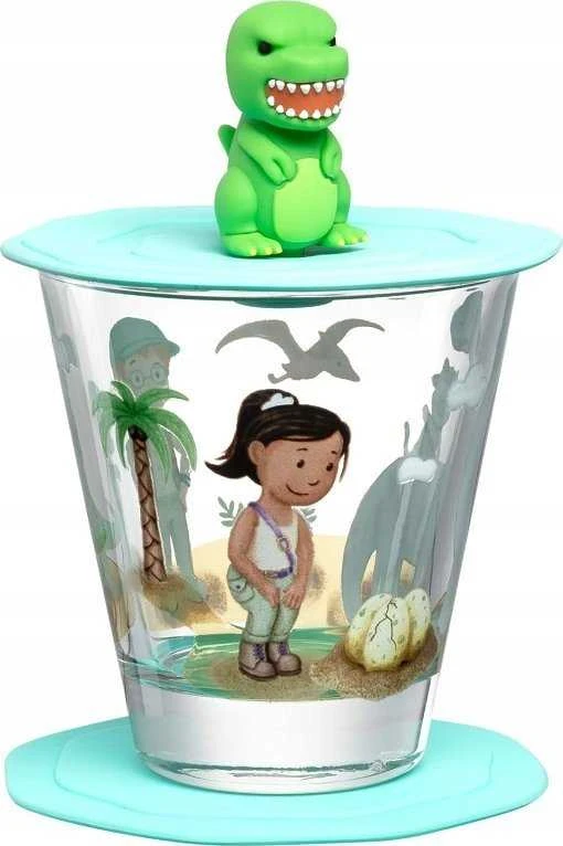 Leonardo Glass su dangteliu ir lėkšte 215 ml dinozauras BAMBINI AVVENTURA -