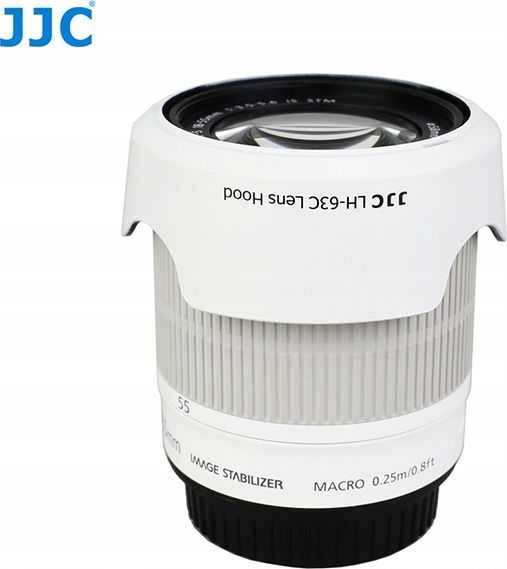 JJC objektyvo gaubtas Ew-63c tipo saulės skydelis, skirtas Canon Ef-s 18-55 mm – baltas