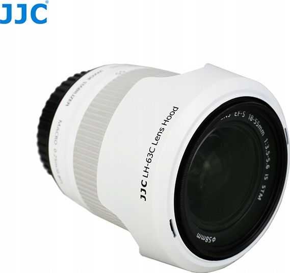 JJC objektyvo gaubtas Ew-63c tipo saulės skydelis, skirtas Canon Ef-s 18-55 mm – baltas