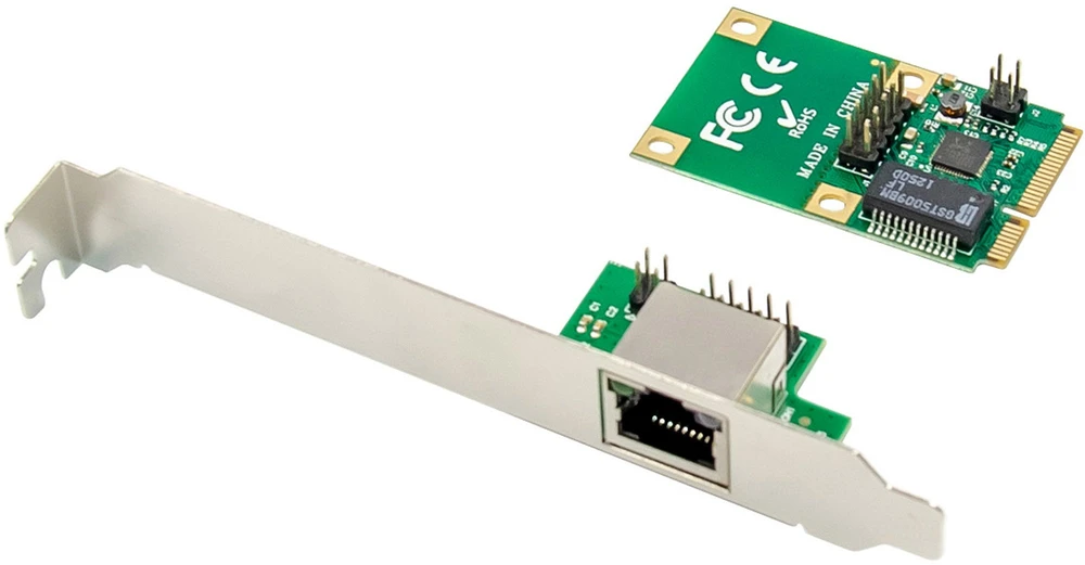 „Level One Games InLine® Mini-PCIe Gigabit“ tinklo plokštė, 1x RJ45, pusės dydžio, įskaitant RJ45 modulį