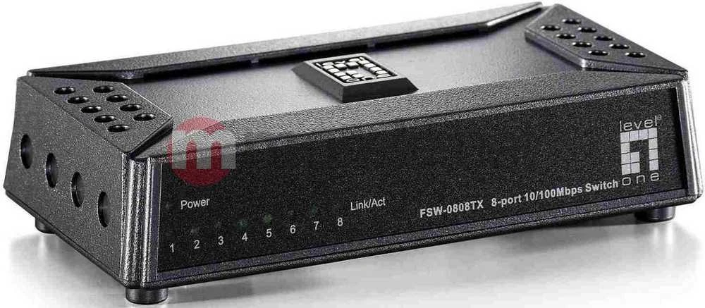Šakotuvas Level One LevelOne FSW-0808TX Ne-valdomas Fast Ethernet (10/100) Pilka