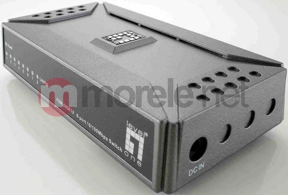 Šakotuvas Level One LevelOne FSW-0808TX Ne-valdomas Fast Ethernet (10/100) Pilka