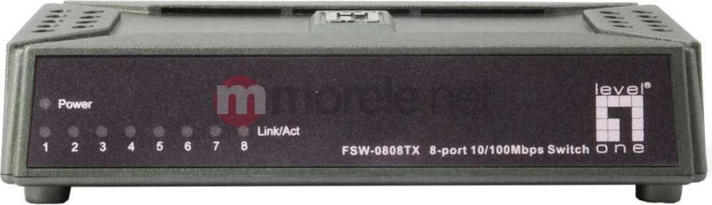 Šakotuvas Level One LevelOne FSW-0808TX Ne-valdomas Fast Ethernet (10/100) Pilka