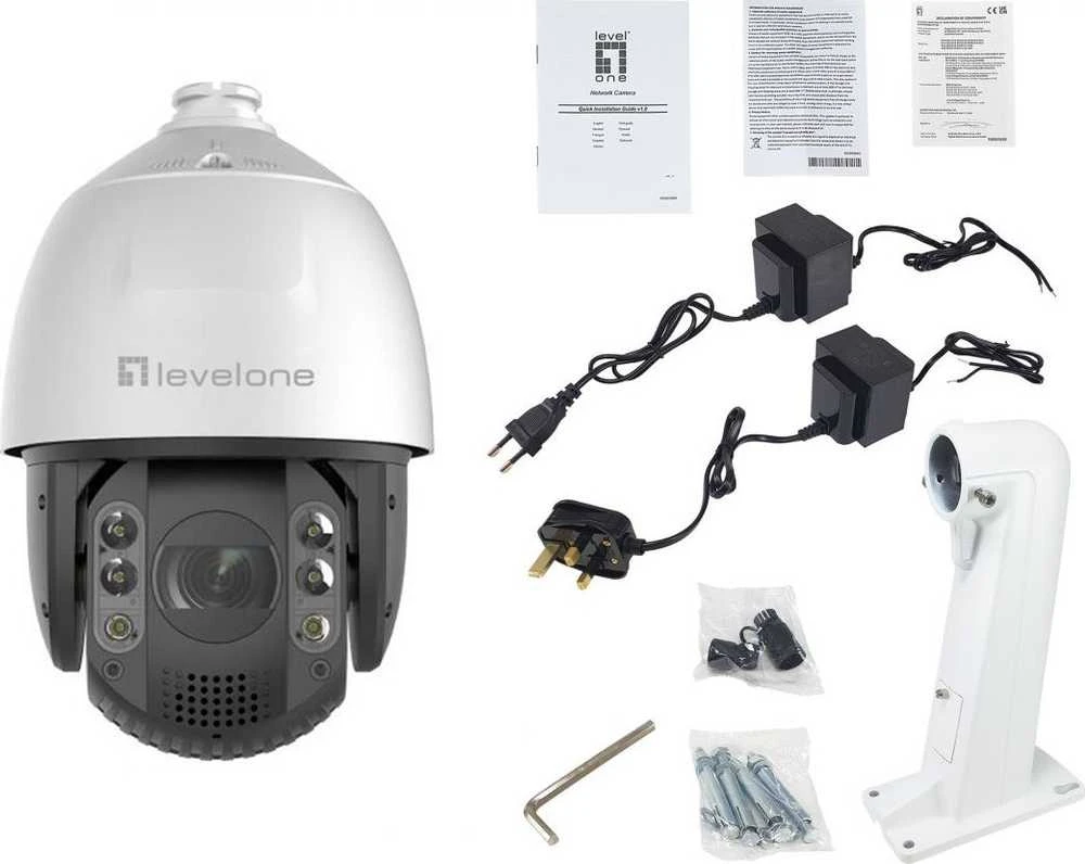 „Level One“ IP kamera „LevelOne“ „LevelOne“ IPCam FCS-4072 PTZ32x su kupolo formos išvestimi, 4MP, H.265 IR, 20W, PoE
