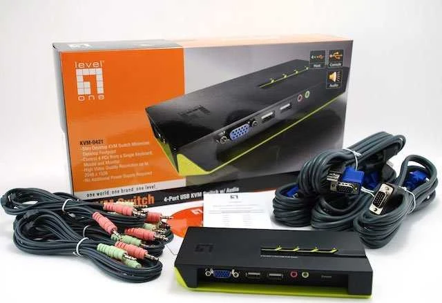 Level One Lenovo LevelOne KVM-0421 KVM jungiklis Juoda, Žalia