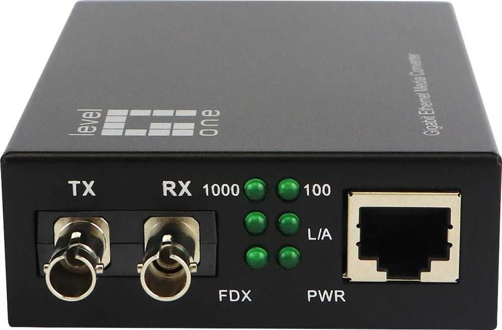 Level One Carruzzo LevelOne GVT-2003 tinklo medijos keitiklis 1000 Mbit/ai 1310 nm Vienas režimas Juoda