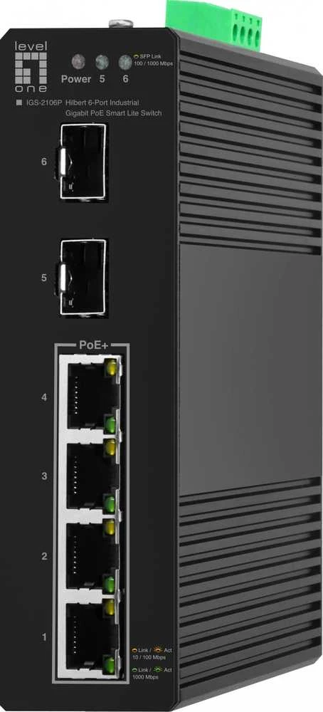 Šakotuvas Level One Carruzzo LevelOne IGS-2106P tinklo komutatorius Valdomas L2 Gigabit Ethernet (10/100/1000) Maitinimas per Eternetą (PoE) Juoda