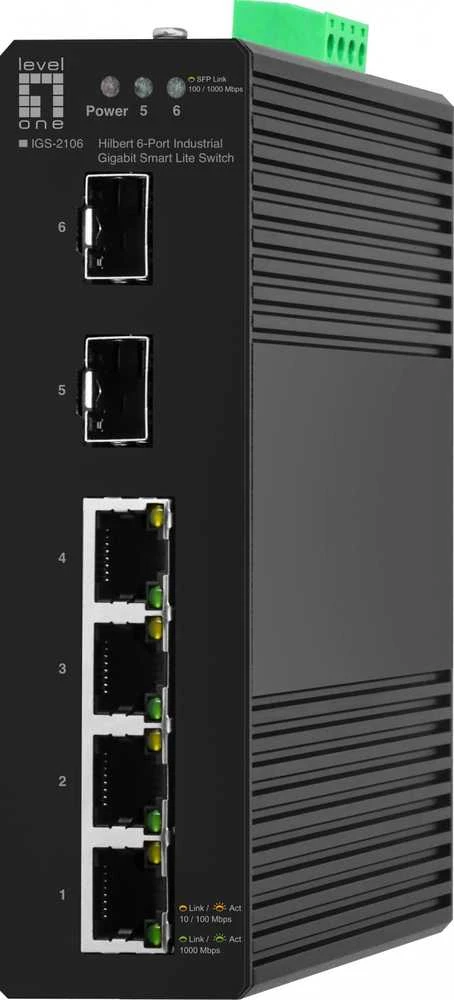 Šakotuvas Level One Carruzzo LevelOne IGS-2106 tinklo komutatorius Valdomas L2 Gigabit Ethernet (10/100/1000) Juoda