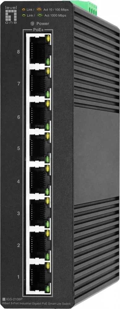 Šakotuvas Level One Carruzzo LevelOne IGS-2108P tinklo komutatorius Valdomas L2 Gigabit Ethernet (10/100/1000) Maitinimas per Eternetą (PoE) Juoda