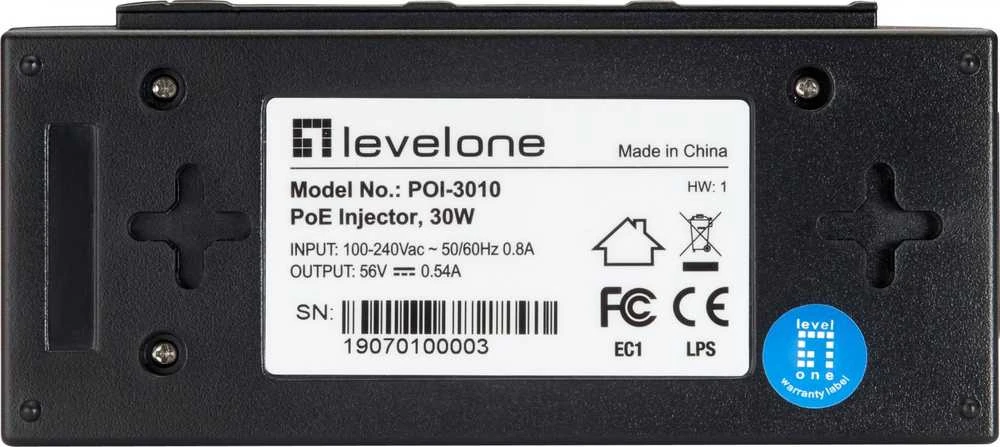 Šakotuvas Level One Carruzzo LevelOne POI-3010 PoE adapteris Greitas eternetas, Gigabitinis eternetas 52 V