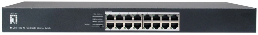 Šakotuvas Level One Carruzzo LevelOne GEU-1632 Ne-valdomas Gigabit Ethernet (10/100/1000) 1U Pilka