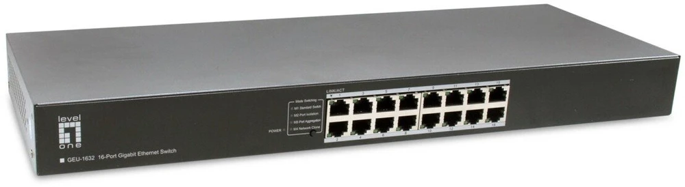 Šakotuvas Level One Carruzzo LevelOne GEU-1632 Ne-valdomas Gigabit Ethernet (10/100/1000) 1U Pilka