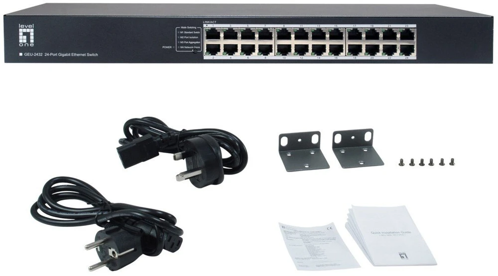 Šakotuvas Level One Carruzzo LevelOne GEU-2432 Ne-valdomas Gigabit Ethernet (10/100/1000) 1U Pilka