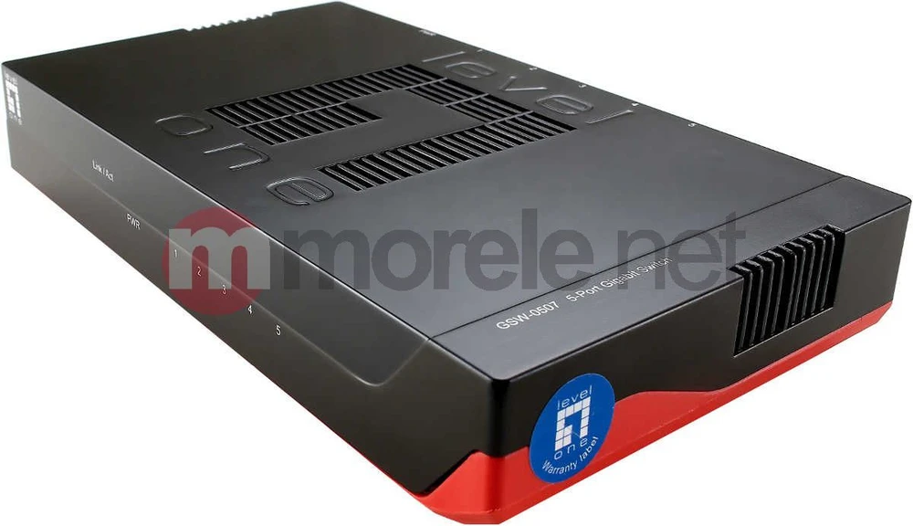 Šakotuvas Level One LevelOne GSW-0507 tinklo komutatorius Ne-valdomas Gigabit Ethernet (10/100/1000) Juoda, Raudona