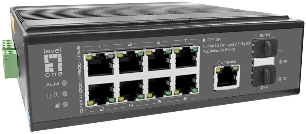 Šakotuvas Level One Carruzzo LevelOne IGP-1091 Valdomas L3 2.5G Ethernet (100/1000/2500) Maitinimas per Eternetą (PoE) Stalinis / tvirtinamas prie sienos Juoda