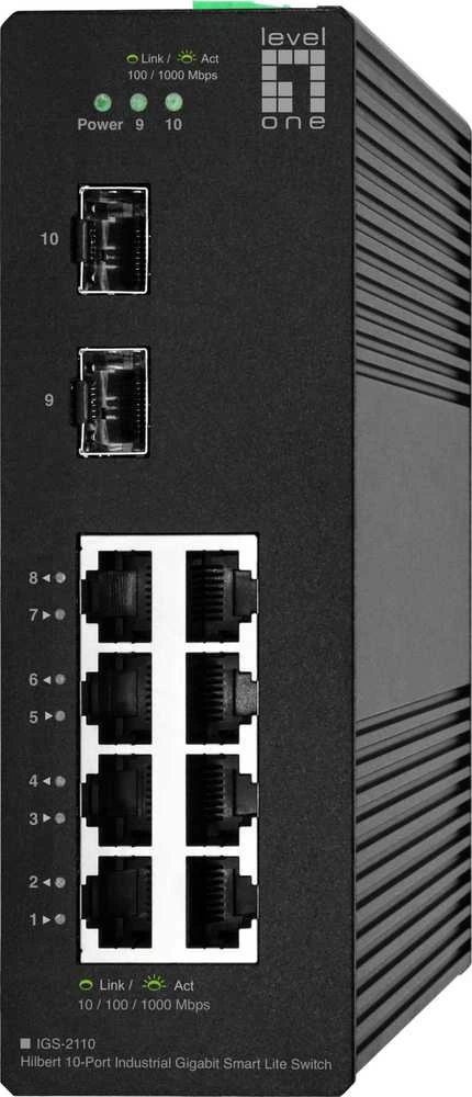 Šakotuvas Level One Switch LevelOne IGS-2110 Zarządzany L2 8xGE/2xSFP IP30 Juodas