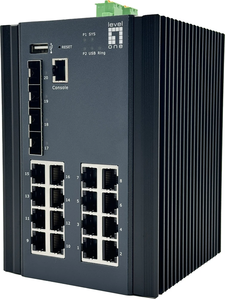 Šakotuvas Level One Carruzzo LevelOne IGU-2071 tinklo komutatorius Valdomas L2+ Gigabit Ethernet (10/100/1000) Juoda