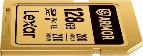 Atminties kortelė Lexar 128GB SDXC ARMOR Gold UHS-II U3, nerūdijančio plieno, IP68 (280/210 MB/s)