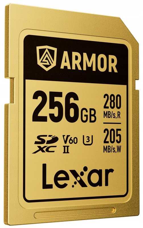 Atminties kortelė Lexar 256GB SDXC ARMOR Gold UHS-II U3, nerūdijančio plieno, IP68 (280/210 MB/s)