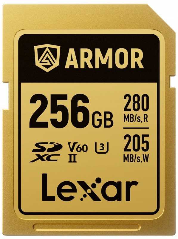 Atminties kortelė Lexar 256GB SDXC ARMOR Gold UHS-II U3, nerūdijančio plieno, IP68 (280/210 MB/s)