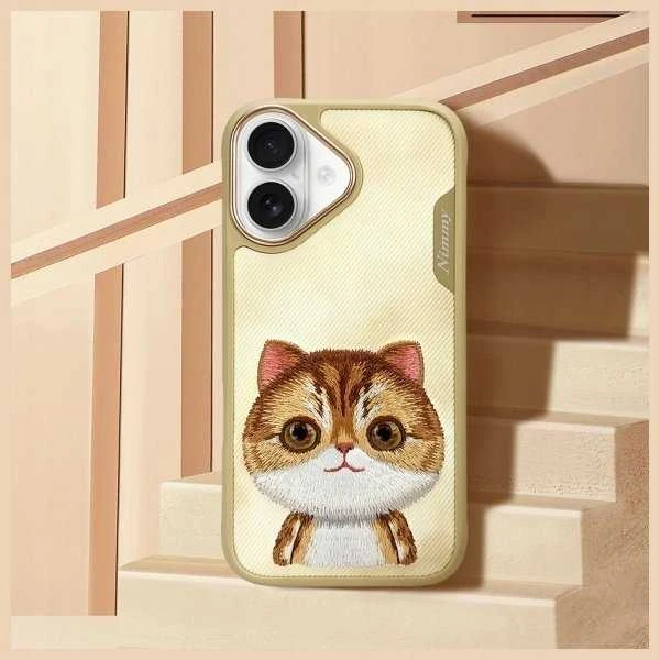 Nimmy dėklas Apple iPhone 16 6.1″ khaki Big Eyed Pet 2.0 Cat