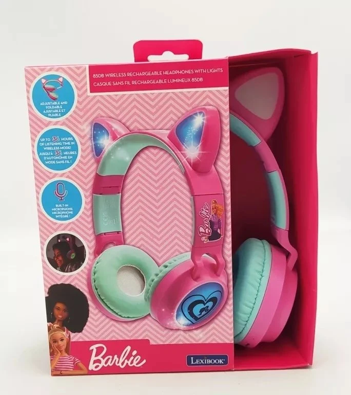 Lexibook,Barbie „Lexibook“ – „Barbie“ „Bluetooth“ ausinės su šviesa (HPBTKTBB)