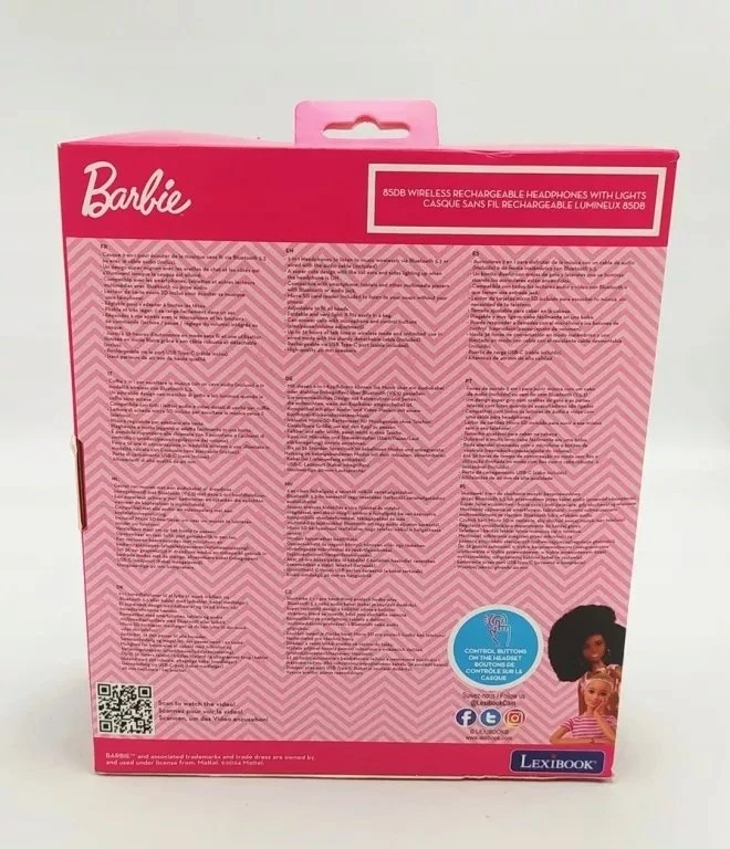 Lexibook,Barbie „Lexibook“ – „Barbie“ „Bluetooth“ ausinės su šviesa (HPBTKTBB)