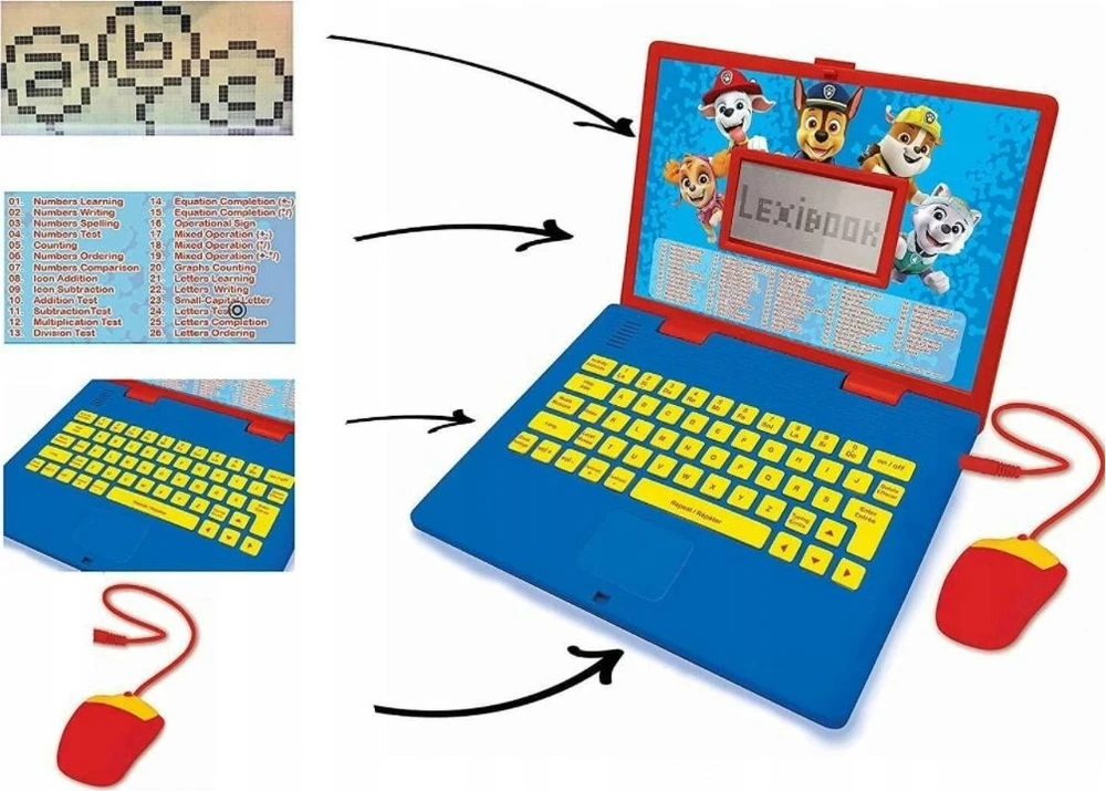 Laptop Nešiojamas kompiuteris „Paw Patrol“ dvikalbis edukacinis nešiojamas kompiuteris su 124 veiklomis