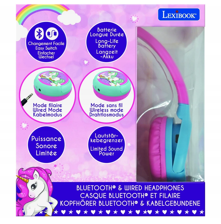 „Lexibook – Unicorn“ – 2 viename sulankstomos „Bluetooth®“ ausinės (HPBT010UNI)