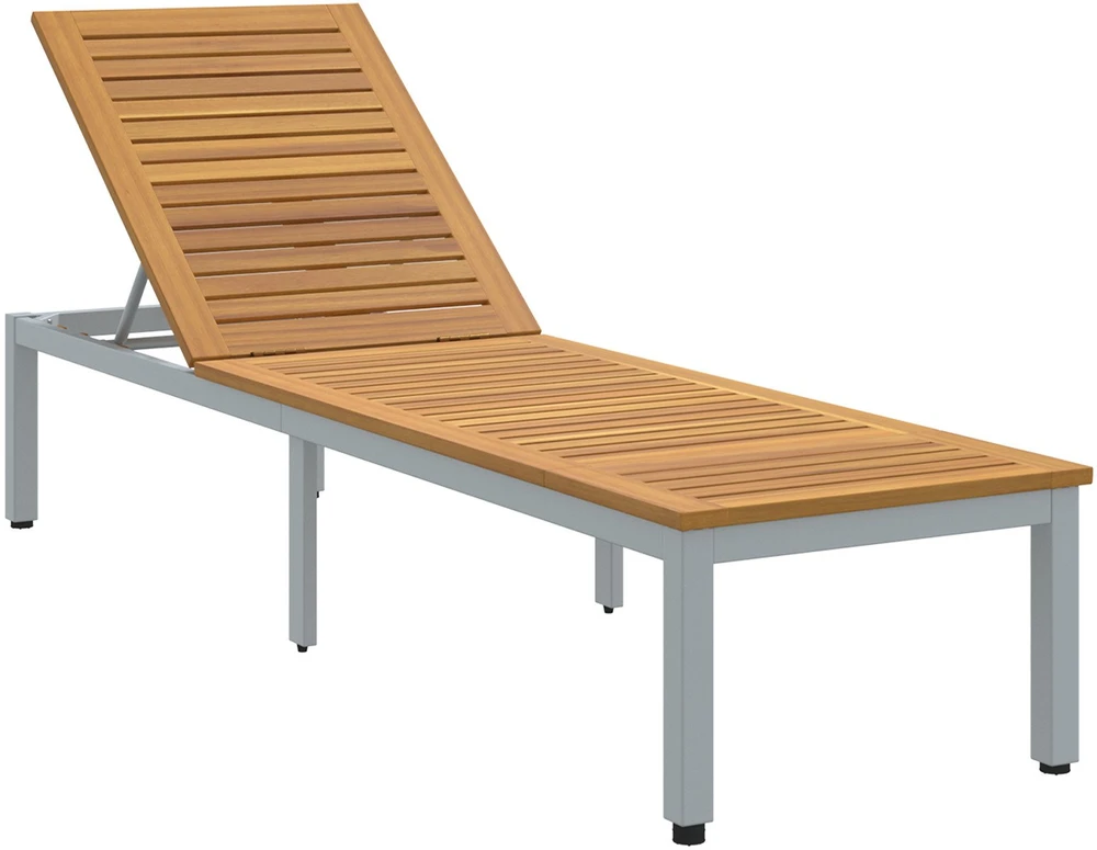 Saulės gultas Pilka 200 x 55 x 35 cm Kietos akacijos mediena