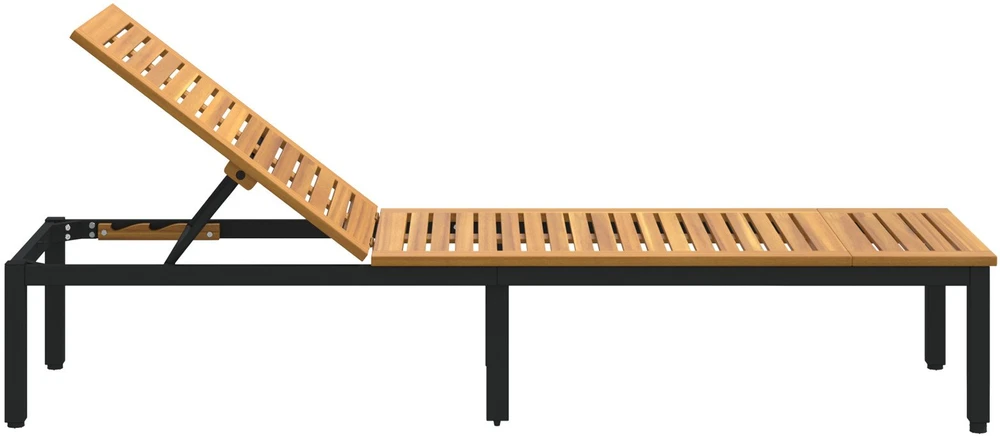 Saulės gultas Juoda 200 x 55 x 35 cm Kietos akacijos mediena