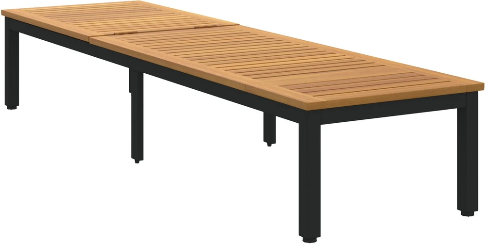 Saulės gultas Juoda 200 x 55 x 35 cm Kietos akacijos mediena