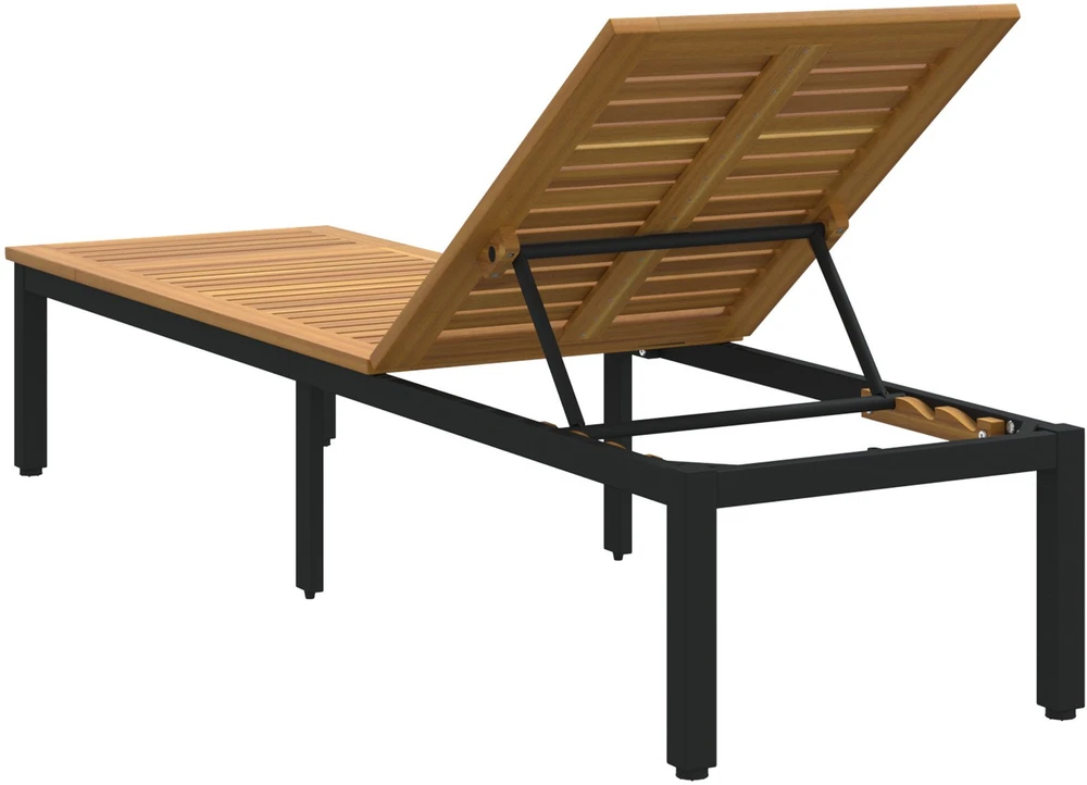 Saulės gultas Juoda 200 x 55 x 35 cm Kietos akacijos mediena