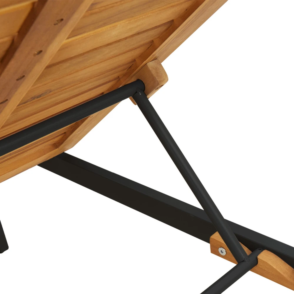 Saulės gultas Juoda 200 x 55 x 35 cm Kietos akacijos mediena