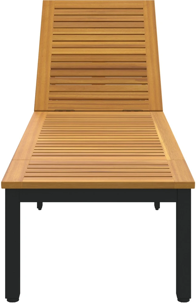 Saulės gultas Juoda 200 x 55 x 35 cm Kietos akacijos mediena