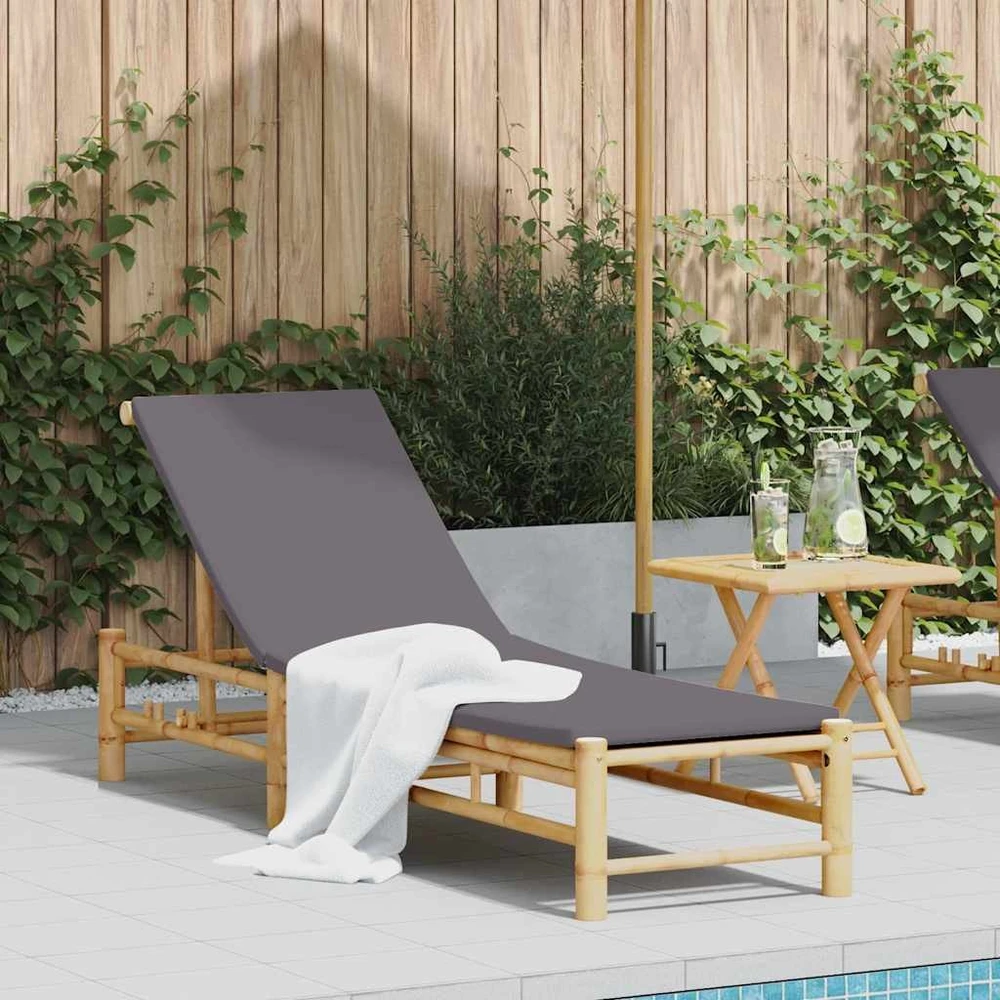 Saulės gultas su pagalvėlėmis, 55x199x30cm, bambukas