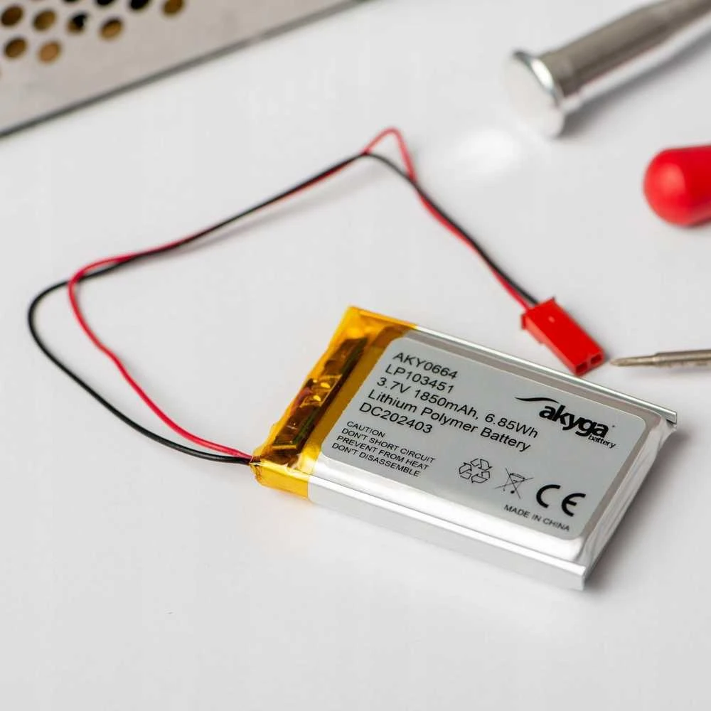 Ličio polimerų akumuliatorius Akyga AKY0185 LP503040 Li-Po 3.7V | 550mAh PCM JST 2.54 2 kontaktų jungtis 150mm