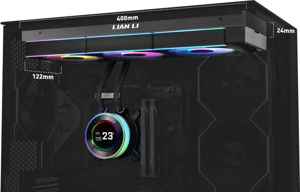 Lian Li HYDROSHIFT II LCD-C 360CL ARGB All-in-One Liquid Cooler – juodos spalvos