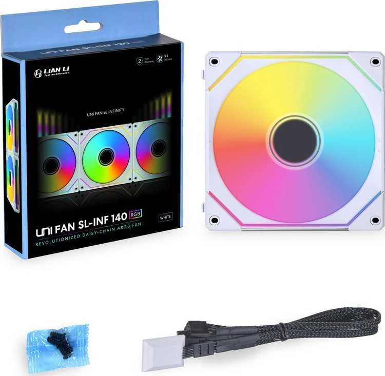 Lian Li UNI FAN SL-INF 140 ARGB PWM korpuso ventiliatorius- 140mm, baltos spalvos