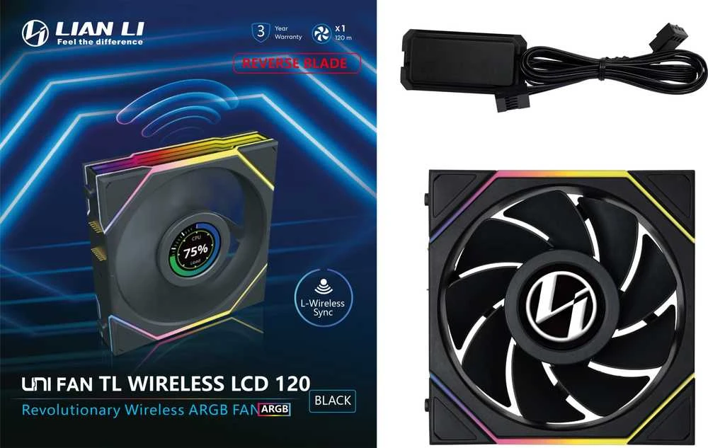Lian Li UNI FAN TL LCD ventiliatorius su laidų komplektu