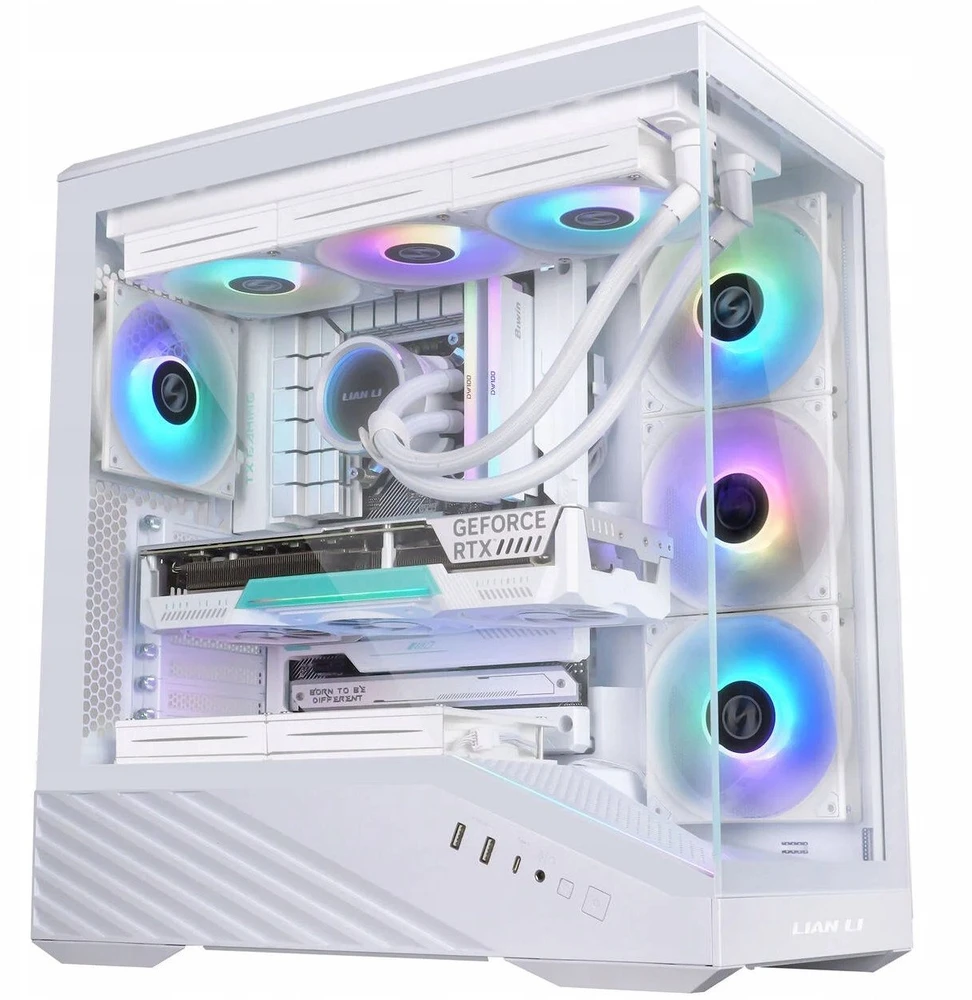 Lian Li Vector V100 PC-kompiuterio korpusas, Midi-Tower, ATX, RGB, Tempered Glass – baltos spalvos