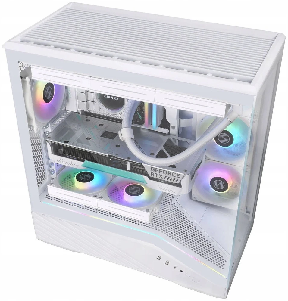 Lian Li Vector V100 PC-kompiuterio korpusas, Midi-Tower, ATX, RGB, Tempered Glass – baltos spalvos