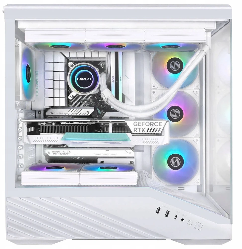 Lian Li Vector V100 PC-kompiuterio korpusas, Midi-Tower, ATX, RGB, Tempered Glass – baltos spalvos