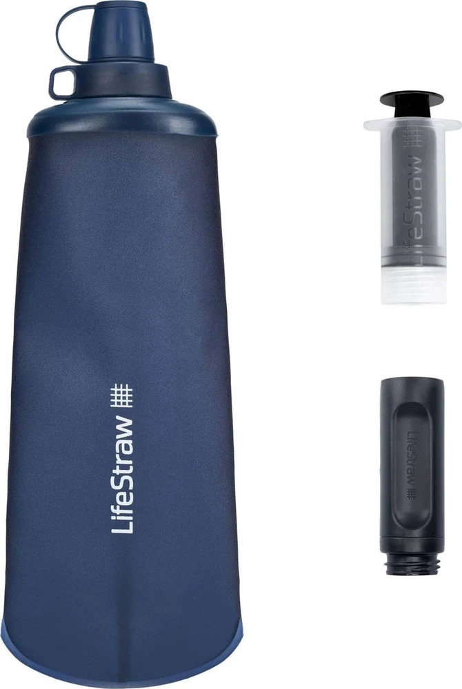 Gertuvė Life Straw Buteliukas su filtrem peak squeeze 1l-mountain mėlynas