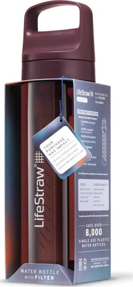 Gertuvė Life Straw „LifeStraw GO“ serijos 650 ml merlot