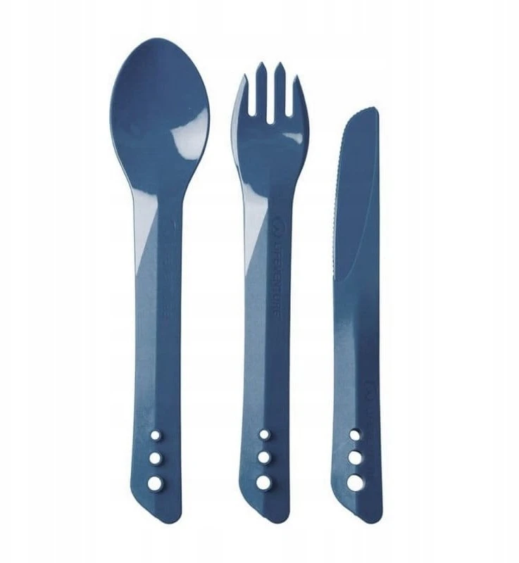Kelioninių įrankių komplektas Lifeventure Ellipse Camping Cutlery - Tamsiai mėlyna