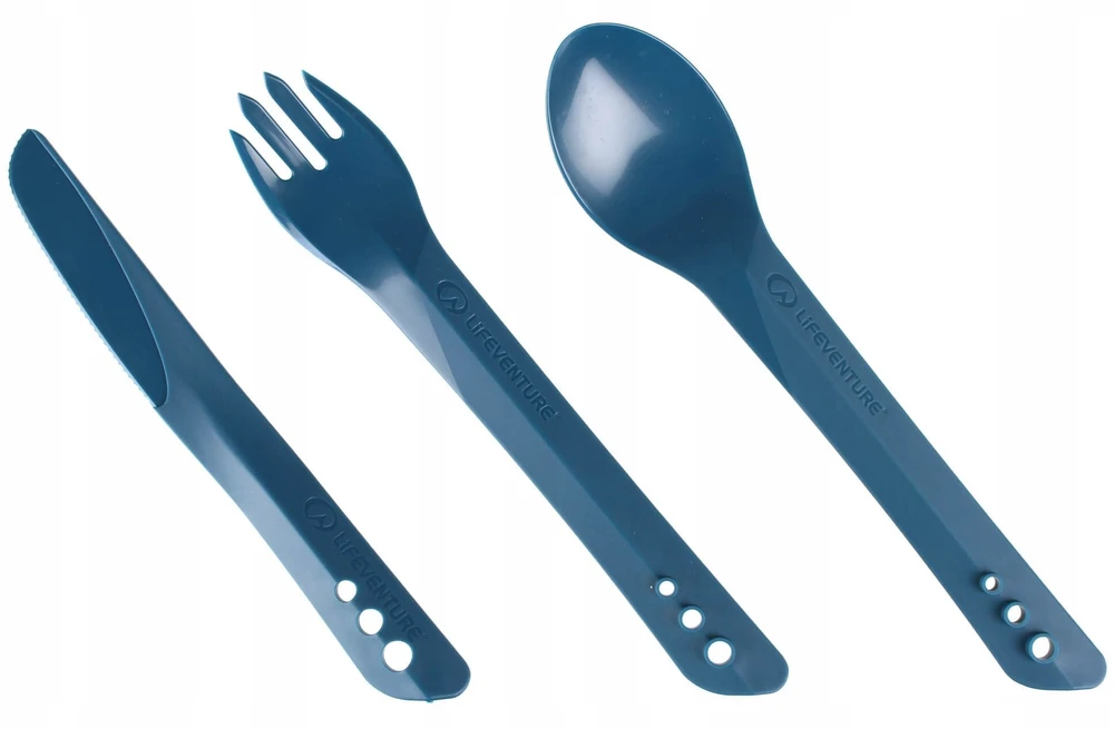 Kelioninių įrankių komplektas Lifeventure Ellipse Camping Cutlery - Tamsiai mėlyna